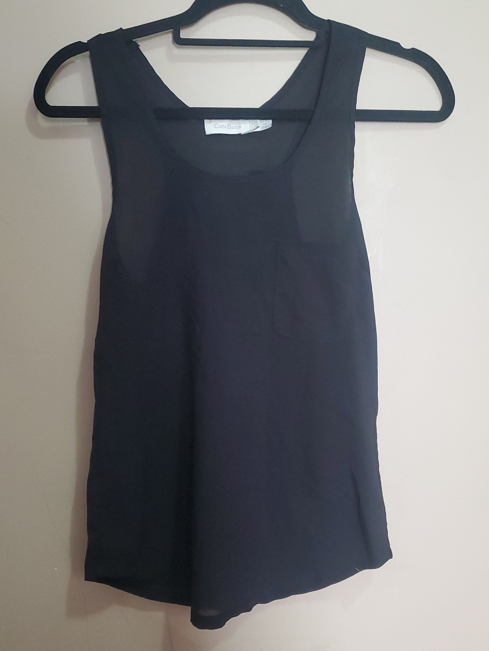 Costa Blanca Black Sleeveless Scoop Neck Tank with Pocket Size Small
